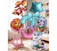 Shein Suministros para fiesta de cumpleaños de Paw Patrol, incluye globo de número grande de 40 pulgadas, globos de lámina de dibujos animados, decoraciones