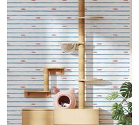 Shein SUPSTICKER 1 pieza Papel tapiz autoadhesivo con rayas de peces costeros, decoración de pared de PVC impermeable y removible para dormitorio, sala de e