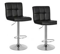 Shein Taburete de Bar Juego de 2, Sillas de Bar Regulables en Altura en Piel Sintética, Taburete de cocina Giratorio en 360° con Respaldo y Reposapiés, Acer