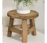 Shein Taburete de madera para plantas, soporte pequeño y redondo para macetas adecuado para interiores y exteriores, estante decorativo adecuado para maceta