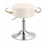 Shein Taburete de Maquillaje, Silla de Tocador, Altura Ajustable, 360° Giratorio, PU, Asiento Grueso, para Dormitorio Cocina Comedor, Moderno, Blanco Crema