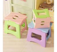 Shein Taburete plegable de plástico reforzado, banco pequeño portátil y lindo, silla de color dopamina antideslizante, adecuado para sala de estar del hogar