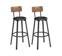 Shein Taburetes de Bar, Juego de 2 Taburetes de Barra, Tapizados de PU, Taburete Alto con Reposapiés, Montaje Simple, Industrial, para Cocina, Comedor, Marr