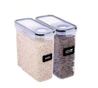 Shein Tanque de almacenamiento de granos de 2,5 l, 4 unidades, organizador de alimentos con forma de cubo de arroz a prueba de humedad, recipiente de plásti