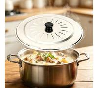 Shein Tapa universal de acero inoxidable para ollas con pomo resistente al calor, tapa de repuesto universal redonda para sartenes, tapa para utensilios de