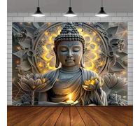 Shein Tapiz con estampado de Buda y loto de gran tamaño - Tapiz colgante de pared de poliéster para sala de estar, dormitorio, decoración del hogar - Regalo