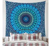 Shein Tapiz de pared, ropa de cama con diseño bohemio hippie de mandala de pavo real