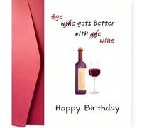 Shein Tarjeta de cumpleaños divertida con tema de vino - 'La edad mejora con el vino' - regalo perfecto para familiares, amigos y seres queridos