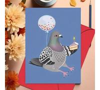 Shein Tarjeta de cumpleaños encantadora con palomas y globo - regalo perfecto para amigos y familiares, suministros de papelería y envoltorio de regalo Vuel