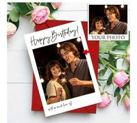 Shein Tarjeta de cumpleaños personalizada con foto y sobre - Adecuada para regalar a familiares, novio, novia, hermanos, cónyuge, colegas, tarjeta personali