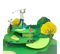Shein Tarjeta de felicitación de golf 3D Pop-Up única - Diseño versátil impresionante para cumpleaños, jubilación, celebraciones del Día del Padre - Ideal p