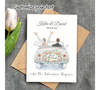 Shein Tarjeta de felicitación personalizada con nombre y fecha, adecuada para boda, compromiso o aniversario, tarjeta de regalo con sinceras felicitaciones,