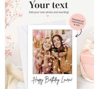 Shein Tarjeta de felicitación personalizada con sobre, tarjeta de cumpleaños personalizable, imprime foto, texto o tu mensaje elegido, adecuada para Navidad