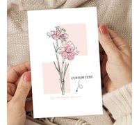 Shein Tarjeta de felicitación personalizada, impresa con texto personalizado, tarjeta minimalista con arte lineal floral, tarjeta de agradecimiento personal