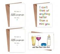 Shein Tarjeta de fiesta de bienvenida al bebé divertida para nuevos padres, viene con sobre marrón, tarjeta de felicitaciones linda por el nuevo bebé, dando