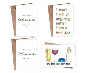Shein Tarjeta de fiesta de bienvenida al bebé divertida para nuevos padres, viene con sobre marrón, tarjeta de felicitaciones linda por el nuevo bebé, dando