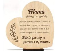 Shein Tarjeta de regalo de Día de la Madre y Día del Padre de madera CONTRAXT. Tarjeta de felicitación original de Día de la Madre y Día del Padre. Tarjeta