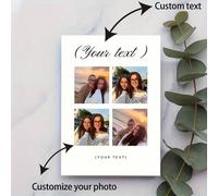 Shein Tarjeta personalizada con inserción de foto para cumpleaños, aniversario, boda y graduación, diseño de texto personalizado para parejas, clientes y am