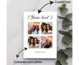 Shein Tarjeta personalizada con inserción de foto para cumpleaños, aniversario, boda y graduación, diseño de texto personalizado para parejas, clientes y am