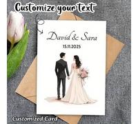 Shein Tarjeta personalizada de boda, compromiso y aniversario - Personalizada con nombres y fecha, nombres de la novia y el novio, lista de verificación de
