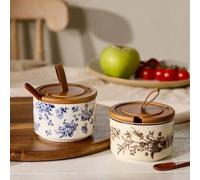Shein Tarros de cerámica de estilo francés - Elegante set para sal, pimienta y condimentos, artículos esenciales de almacenamiento de cocina