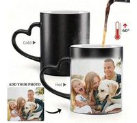 Shein Taza con cambio de color sensible al calor, taza de café personalizada con foto, taza conmemorativa de aniversario, Día de San Valentín, Día de la Mad