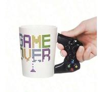 Shein Taza de café de cerámica hecha a mano con asa estilo de juego 3D, taza de leche para el desayuno en el hogar, taza de jugador de juegos creativa como