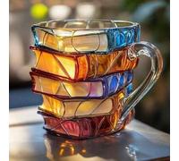 Shein Taza de café/vidrio con forma de libro 3D, diseño de libros apilados - Regalo adecuado para amantes de la literatura, una taza de café artística, adec
