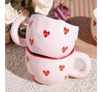 Shein Taza de cerámica con forma de corazón, con un valor muy atractivo, taza de café encantadora para oficina, taza delicada para el hogar para parejas