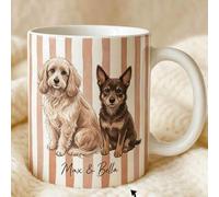 Shein Taza de mascota personalizada con foto + nombre - Taza de café personalizada con foto de perro y gato a rayas, taza de mascota personalizada, regalo p