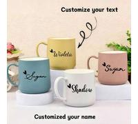Shein Taza de regalo personalizada con nombre personalizable, disponible en múltiples colores, apta para lavar, se puede usar para cerveza, jugo, leche, caf
