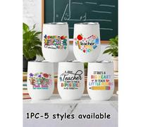 Shein Taza de viaje aislada con tapa, de acero inoxidable de 12 onzas, con grabado "Profesor", en forma de huevo, de acero inoxidable 304, mantiene el café