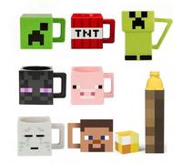 Shein Tazas con diseño de estilo píxel de temas de juegos - Tazas de cerámica con forma de Creeper, TNT, Enderman, tazas de desayuno, tazas de café para est