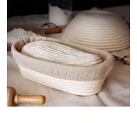 Shein Tazón de fermentación ovalado, cesta de ratán hecha a mano con tapa de tela, adecuado para hornear pan con masa madre - ideal para fermentación y mold