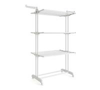 Shein Tendedero, Tendedero Plegable de 4 Niveles, Tendedero Móvil, con Ruedas, Alas Plegables, 63,5 x 128 x 173 cm, Gran Capacidad, Montaje Fácil, Uso Inter