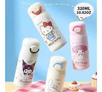 Shein Termo redondo de doble bebida de 320 ml con personajes de Sanrio Cinnamoroll, Kuromi, Hello Kitty y My Melody - ZG, diseño con estampado de dibujos an