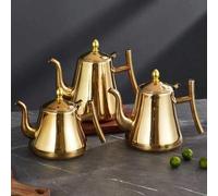 Shein Tetera de acero inoxidable reforzada con infusor desmontable, tanque de aceite con filtro, servidor de café de mesa, adecuada para hoteles y restauran