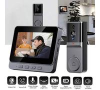 Shein Timbre de vídeo inalámbrico, sin necesidad de WiFi/aplicación. Características: pantalla de 10,92 cm, kit de de timbre de vídeo inalámbrico con visión