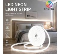 Shein Tira de luces LED 6000K blanco frío 16.4ft, luz de cuerda de neón USB con regulador táctil y memoria, cinta de silicona flexible impermeable IP67 para