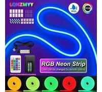 Shein Tira de luz de neón LED RGB alimentada por USB - Cambio de color, regulable, con control remoto, adecuada para dormitorio, TV, IP65 resistente al agua
