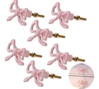 Shein Tiradores y pomos de cajón estilo lazo rosa de metal, juego de 6 piezas, aptos para armarios, cajones, cómodas, armarios - Fácil de instalar - Diseño