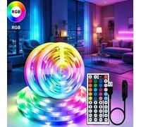 Shein Tiras de luces LED con controlador remoto de 44 teclas, flexibles, ajuste de color y velocidad de parpadeo, DIY, fácil instalación, adecuado para dorm
