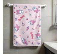 Shein Toalla de baño Sanrio - Estampado dulce de postre de My Melody, toalla de algodón ultra suave y absorbente para el baño, la ducha y el uso diario, col