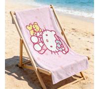 Shein Toalla de playa de Hello Kitty de Sanrio con estampado kawaii de Hello Kitty y oso de peluche, ultra suave, perfecta para la piscina, la playa de vera