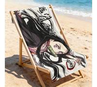 Shein Toalla de playa de microfibra de secado rápido con estampado de Nezuko de Demon Slayer para vacaciones en la playa y deportes al aire libre