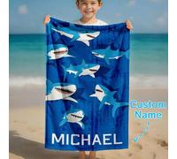 Shein Toalla de playa personalizada para niños, regalo de cumpleaños de verano para niños, vibraciones de verano, viaje a la playa de niñas, toalla de playa