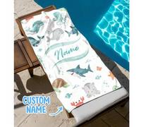 Shein Toalla de playa personalizada para niños, regalo de cumpleaños perfecto para el verano, adecuada para diversas ocasiones de verano. Aplicable para pla