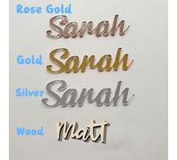 Shein Topper de pastel de acrílico personalizado con nombre, placa de nombre de espejo dorado, letrero de nombre de pastel, decoración de pastel de boda, ta