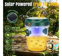 Shein Trampa para avispas, capturador de avispas colgante de exterior alimentado por energía solar, trampa para avispas reutilizable con clip amarillo y luz