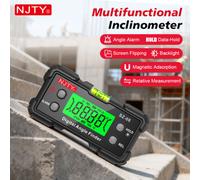 Shein Transportador digital, calibrador de ángulo digital, medidor de ángulo con pantalla LCD retroiluminada, nivel de burbuja, inclinómetro mini con base m